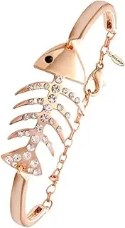 [NOUMANDA] Crystal Fish Bone Cuff Bangle Adjustable Bracelet Animal Jewelry Women
