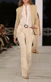 [Ralph Lauren] Annabeth Fringed Suede Straight-Leg Pants