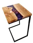 Purple Epoxy Resin Top Handmade Acacia Wooden Square Coffee Table Top Living Dec