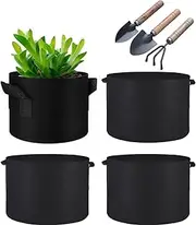 4-Pack 20 Gallon Plant Grow Bags, Fabric Aeration Pots Container for Nursery Garden and Planting Grow, Come with 3Pcs Bonsai Tool Set
