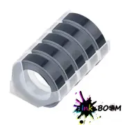 5 Black Rolls Label Tape Compatible Dymo 3D Embossing Label Maker Tape 9mm x 3m