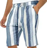 [Generic] Mens Running Stripe Shorts Lightweight Shorts with Drawcord Elastic Waist Beach Yoga Belt Pocket Shorts with Pockets for Men