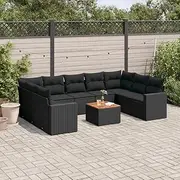 Garden Rattan Sofa Set with Cushions, Outdoor Patio Conversation Set for Balcony, Deck, Porch or Small Outside Space - 10 Piece