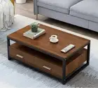 Designer Coffee Table with Drawers (Brown and Black)