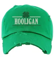 Irish Hooligan Cap St Patricks Embroidered Shamrock Dad Hat One Size Irish Green