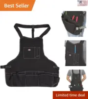 Heavy-Duty 16-Pocket Workshop Bib Apron, Durable Canvas, Adjustable Belt, Black