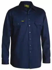 BISLEY Work Shirt Cool Lightweight Drill Work Shirt Long Sleeve Navy BS6893