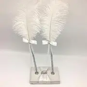 ACAGALA Wedding Signing Pen Feather Pen with Double Holders Wedding Signature Pen Set Decoration Supplies compatible with Guest Book