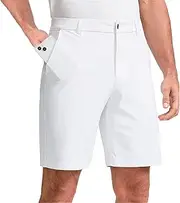 [JEShifangjiusu] Men's 7 Inch Inseam Casual Golf Shorts with Multifunctional Pockets Stretch Lightweight Straight Short Summer Thin Section Shorts White