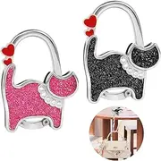 LiangDian Handbag Hooks for Table Cute Cat Purse Hook Alloy Handbag Hooks for Tables Portable Bag Hook Handbag Table Hanger for Women Girls 2 Colors