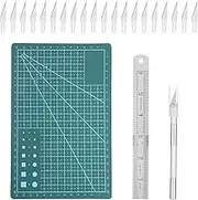 HARFINGTON Exacto Knife Set, 23PCS Carving Craft Hobby Knife Kit with Craft Hobby Knife, 20Pcs 11# Spare Exacto Blades, A5 Cutting Mat, Steel Rule for Art, Scrapbooking, Stencil