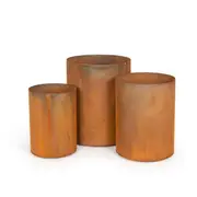 3pc Cylinder Corten Steel Planter/Vase Outdoor Yard/Patio Home Garden Decor