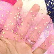 Gold Star Pink Mesh Organza Ribbon Roll