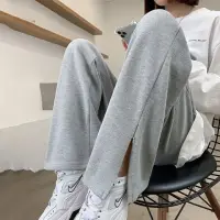 在飛比找momo購物網優惠-【D.studio】韓版高腰寬鬆直筒運動風寬褲(褲子 長褲 