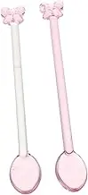 ULTECHNOVO 2pcs Bowknot Glass Spoons: Cute Coffee Stirring Spoons Kitchen Tools for Mixing Stirring and Serving for Home Use