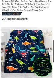 Unisex Blanket 50" x 60" Blue Multi-color Dinosaur Glow in the Dark
