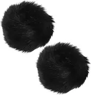 [TENDYCOCO] Faux Fox Fur Sleeves - Fuzzy Arm Warmers, Fluffy Wrist Cuff, Warm Ankle Warmers for Women - Imitation Wool Material, Black