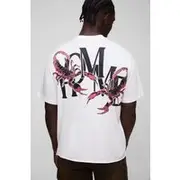 Mens White Oversized Homme Back Print T-Shirt With Woven Label