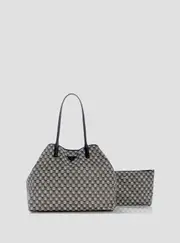 GUESS Women's Black Logo G Wave Large Tote Bag