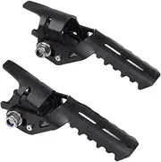 QccHieUs 2 Pieces Motorcycle Highway Front Footpegs Folding Footrests Clamps Practical Wear Resistant Stainless Steel Accessories, Black