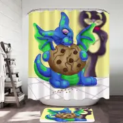 Lovely Dragon Eating a Cookie Shower Curtain