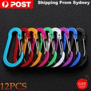 12Pcs Small Carabiner Snap Hook D-Ring Key Chain Clip Hiking Camping Mixed Color