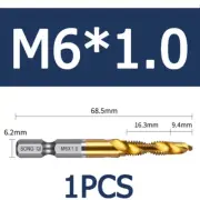 M6 Hex Shank Hand Screw Thread Metric Plug Tap Drill Bits Titanium Plated