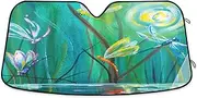 Animal Dragonfly Art Car Windshield Sunshade, Auto Sun Visor for Car Front Window Foldable Sun Shield Cover Blocks UV Rays Heat Protection to Keep Vehicle Cool (55" x 27.6")