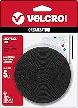 VELCRO Brand - Sticky Back Hook & Loop Fastener Tape with Dispenser, 3/4" x 5ft Roll, Black