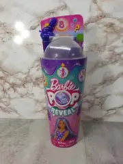 Barbie Pop Reveal Fruit Series Grape Fizz Doll +8 Surprises Includes Pet & Slime