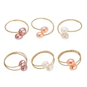 Set of 3 Unique Baroque Pearls Adjustable Open Rings Women Jewelry