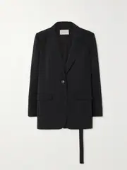 [ST. AGNI] ST. AGNI - + Net Sustain Belted Stretch Wool-twill Blazer - Black - medium medium Black