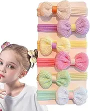 Baby Girl Hair Elastics, Baby Hair Elastics - 6 Flower Hair Elastics for Kids - Lightweight Hair Bands for Girls, Ponytail Holders for Hair