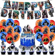 Godzilla vs Kong Theme Birthday Party Decoration Supplies Includes Balloons Kits Banner Cake Cupcake Topper Set