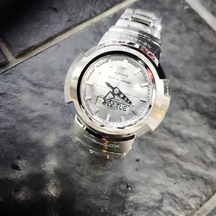 【G-SHOCK】復刻太陽能雙顯經典潛水錶-全金屬色 AWM-500D-1A8 現代鐘錶