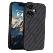 Carbon Fiber for iPhone 16 Plus Case [Compatible with MagSafe] Magnetic Black