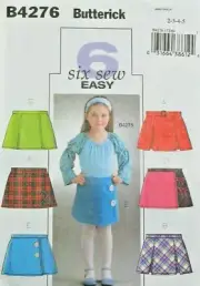 Butterick 4276 Girls Skorts Sewing Pattern 6 Styles (Mid-Thigh Length) 2-3-4-5