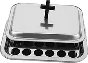 Alipis 1 Set Communion Tableware Tray Communion Supplies Church Supplies Christmas Party Tableware Christmas Party Plates Bread Plate Ceremony Supplies Glass Plates Stainless Steel Silver