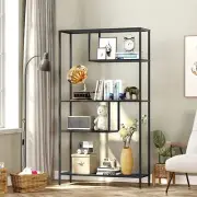 Industrial 4 Tier Bookshelf Wood Wide Bookcase Book Display Rack Home Office