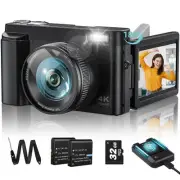 Upgrade 4K Digital Camera for Photography 48MP with 3'' 180° Flip Screen 16X ...