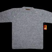 WOMEN HANDMADE ANDEAN ALPACA SOLID LIGHT GRAY SWEATER SZ L