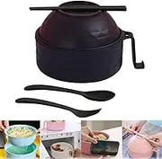 HKYLRAT Ramen Bowl, Ramen Noodle Bowls Microwavable, 6-Piece Ramen Cooker with Chopsticks, Spoon, Fork, Ramen Pot Set with Strainer and Lid for Dorm Room, Apartment, Home, Office (Black)