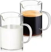 2 Pcs Small Glass Creamer Pitcher with Spout Milk Frothing Pitcher Elegant Shape