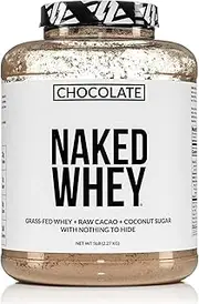Less Naked Whey Chocolate Protein - All Natural Grass Fed Whey Protein Powder, Organic Chocolate, and Coconut Sugar 5lb Bulk, GMO Free, Soy Free, Gluten Free Aid Muscle Growth and Recovery 60 Servings