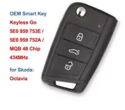 Keyless Go Smart Remote Car Key Fob 434MHz MQB 48 Chip for Skoda Octavia