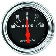 Autometer Traditional Chrome Ammeter Electric - +/- 60A, 2 1/16 Inch, Short Sweep, AU2586