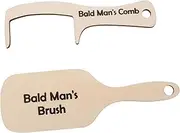 MOLUCKFU Men's Bald Comb and Brush Set Wood Combs for Hair Novelty Grooming Tool Party Accessory