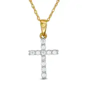0.17 CT. T.W. Natural Diamond Cross Pendant in 14K Gold