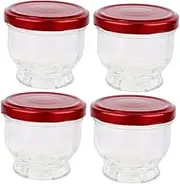PartyKindom 4pcs Bird's Nest Glass Bottle Wide Mouth Jars Sourdough Jar for Sourdough Honey Spices