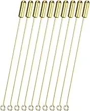 uxcell 10-Pack Brooch Stick Pins, 2.8 Inch Copper Long Needle Eye Pin with Stopper Ends for DIY Clothing/Accessories/Suit Tie/hat/Scarf/Jewelry, Straight Flat Head Pins [Gold]